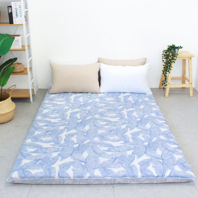 아르떼베딩 미끄럼방지 시어서커 시원한 여름 요커버 (요솜없음) 리프 5/8cm 공용, 블루