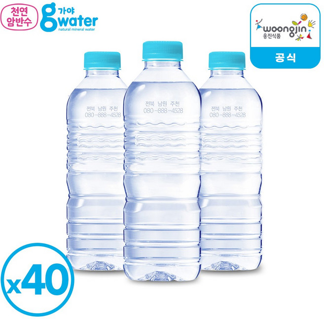 웅진 가야G워터 천연암반수 생수 무라벨, 40개, 500ml