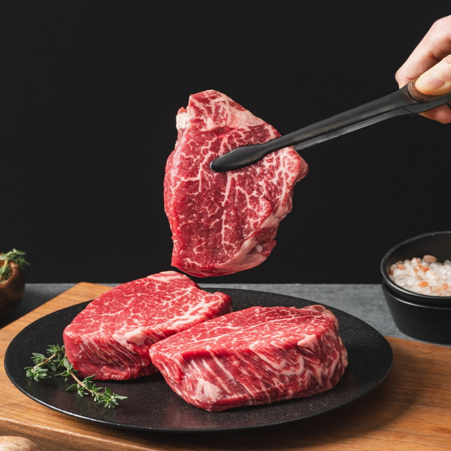 삼형제고기 BDS 국내산 소고기 안심 스테이크용 냉장, 4개, 200g