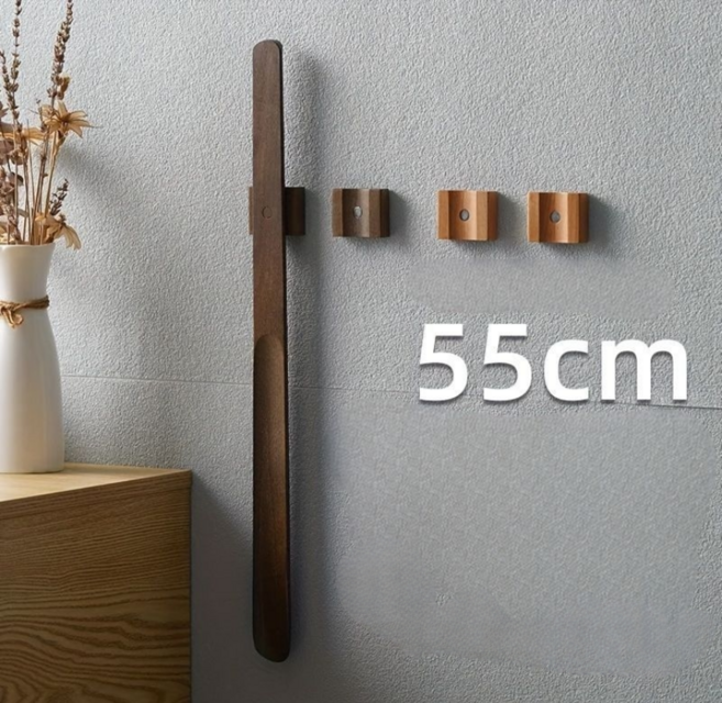 자석 부착 고급형 가정용 긴 손잡이 구둣주걱 편한 신발 착화 도구, 1개, 청갈색