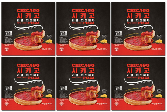 리얼 시카고피자 치즈 6판 세트, 6개, 355g
