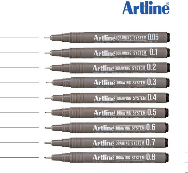 [사치하타] 아트라인 드로잉 시스템 펜 EK-232 (0.2mm) 1타, 녹색