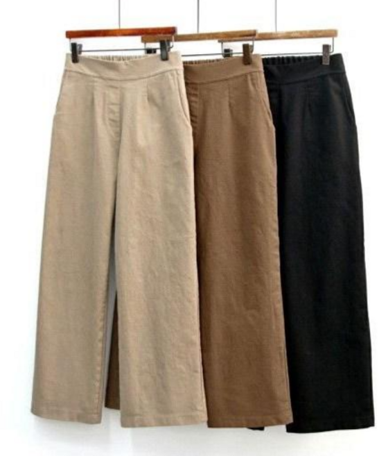 일자와이드팬츠 가을 면스판 10부 핏이예쁜 데일리 마카롱 통바지