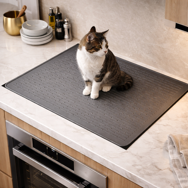 인덕션 스크래치 방지 매트 고양이 보호 커버 하이라이트 덮개 가림막, 그레이 71x50cm, 1개