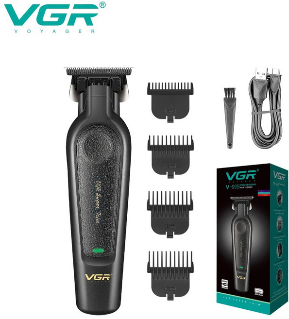 VGR 197 가용 7000 오일 기능 헤어 금속 가죽 트리머 조각 바디 탑재 클리퍼 푸시컷, USB 3