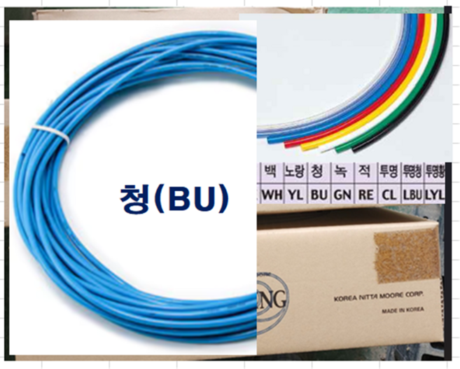 닛다모아 우레탄 에어호스 U2 튜브 100m TUBE U2-4-4*2.5 BU(외경4mm내경2.5mm) 색상 청, 1개