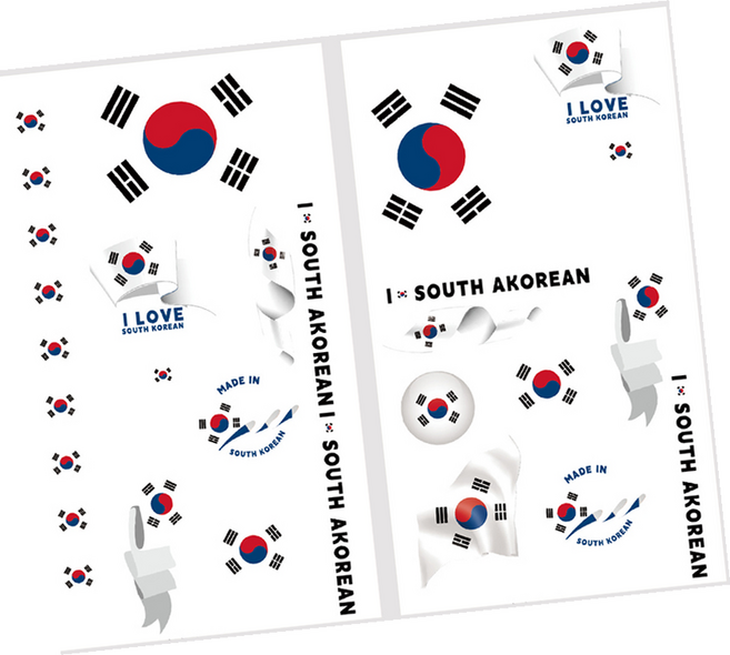 응원 페이스스티커 축구 국가대표 월드컵, 대한민국 10장셋트(각5장씩)