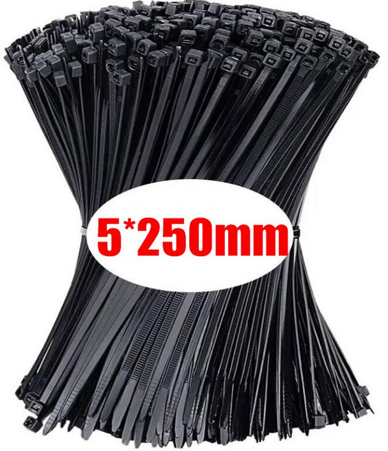 플라스틱 나일론 케이블 자동 와이어 500 10 지퍼 가능한 루프 스트랩 조정 고정 코드, 100pcs, 5x250mm