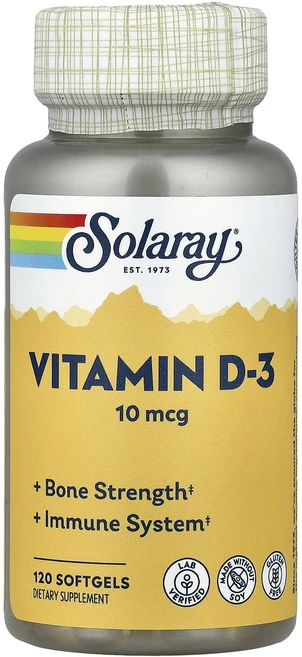 Solaray 비타민D3 10mcg 소프트젤 120정, 1개 - 쿠팡