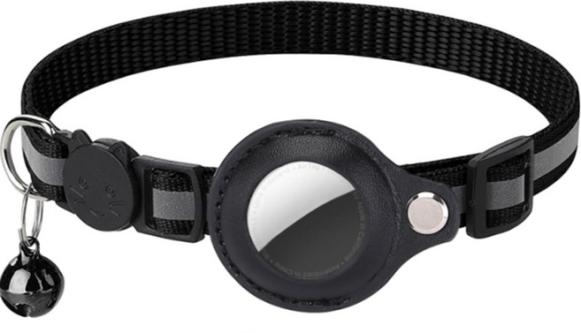 키밍 고양이 강아지 GPS 위치추적기 커버 목걸이 분실방지, 블랙, 1개