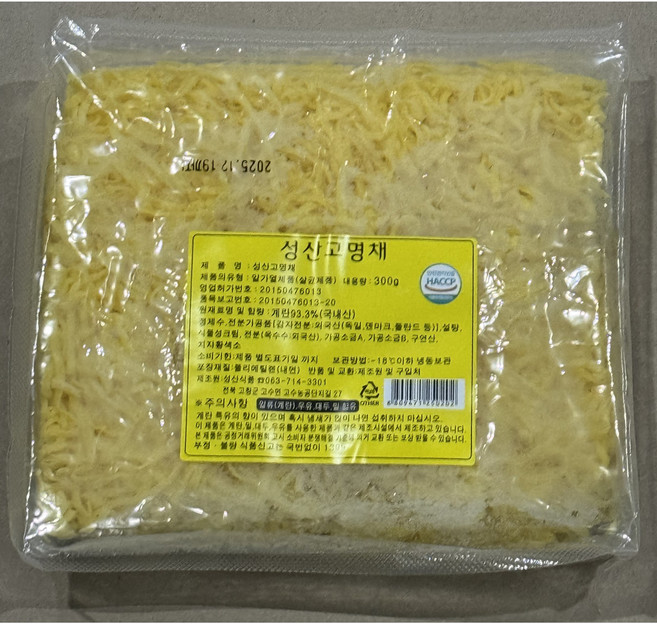 성산고명채 지단채 냉동 계란지단 300g, 2개