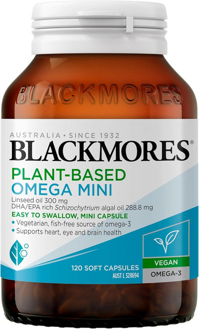 Blackmores 블랙모 식물성 오메가3 미니 120캡슐 비건 미세조류 호주, 1개, 1회분