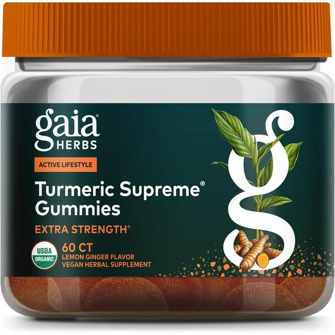 Gaia Herbs 터머릭 수프림구미 엑스트라 스트렝스 60정, 1개 - 쿠팡