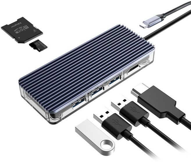 컴썸 6포트 USB 3.0 멀티허브 HDMI 미러링 (USB 3.0* 3 HDMI SD/TF) C-TYPE MULTI PORT, 1개, CT-60TS