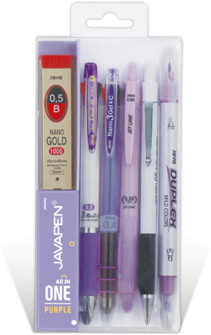 자바 올인원 종합 선물세트 퍼플세트 필기구 선물, 30개
