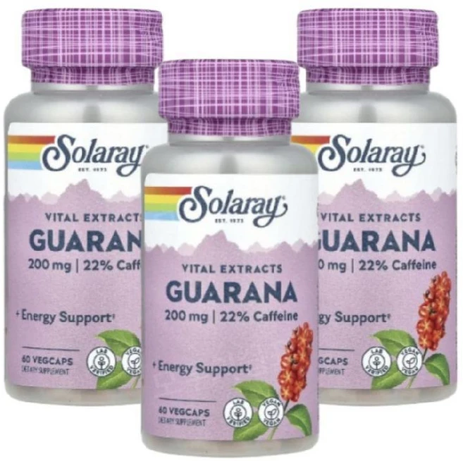 솔라레이 과라나 구아라나 씨앗 추출물 200mg 60정 3개 Guarana - 쿠팡