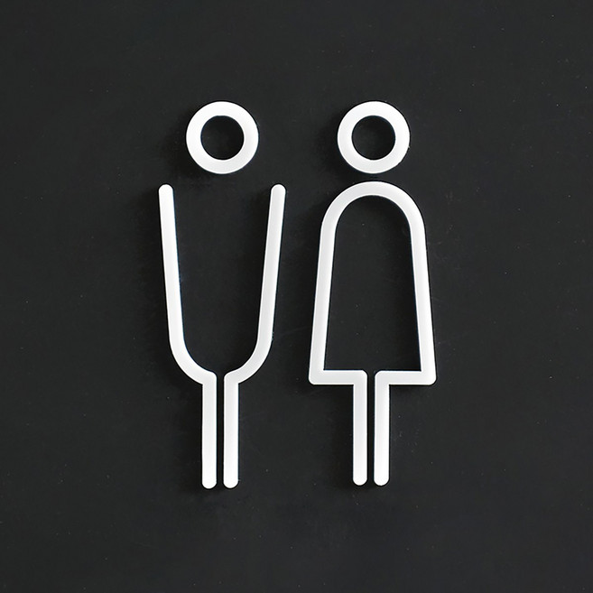 [1분설치] 스튜디오투명 남녀 화장실 표지판, 백색