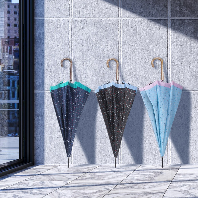 [1+1] 아가타 도트 자외선차단 암막코팅 자동 곡자 장우산