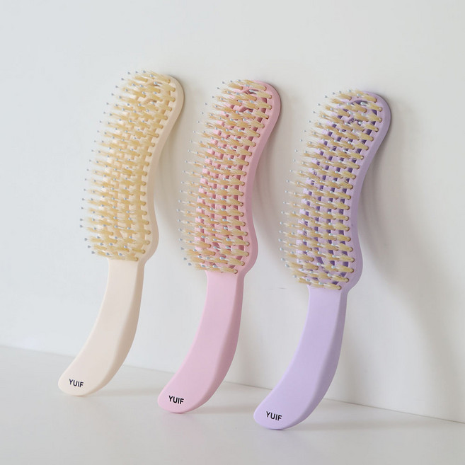 유이프 바나나롤빗 컬러에디션 볼륨 돈모 쿠션 헤어브러쉬 엉킴방지 머리빗, 1개, 크림 베이지