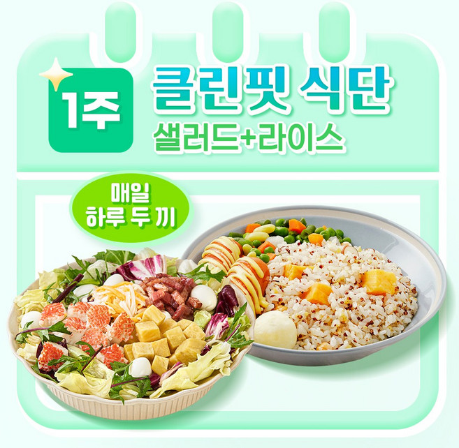 [포켓샐러드] 샐러드&라이스 1주 클린핏 식단/ 샐러드와 도시락으로 더 맛있는 관리 (총 12팩), 240g, 12개