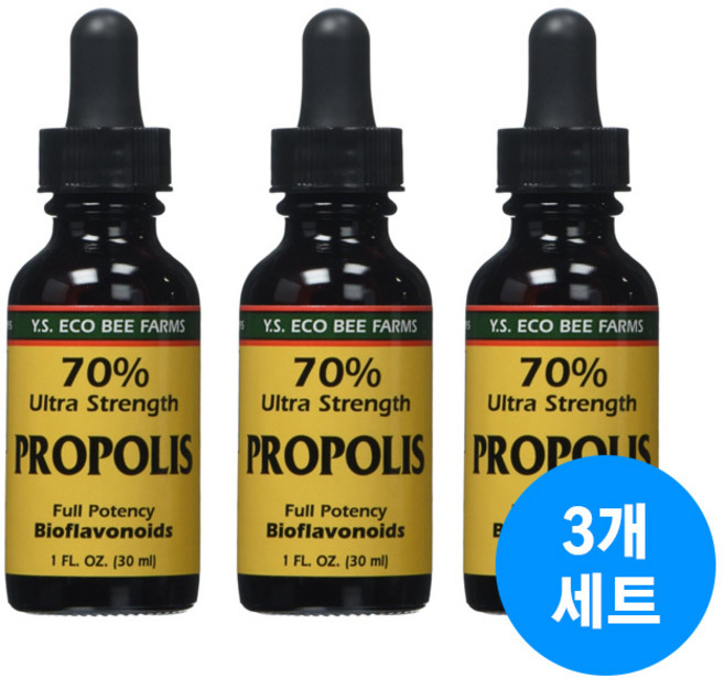 Y.S. 에코 비 팜 70% 울트라 스트랭스 프로폴리스, 3개, 30ml