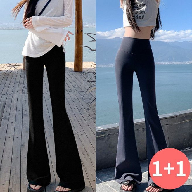 베르슈어 하이웨스트 통 밴딩 부츠컷 레깅스 2장 세트