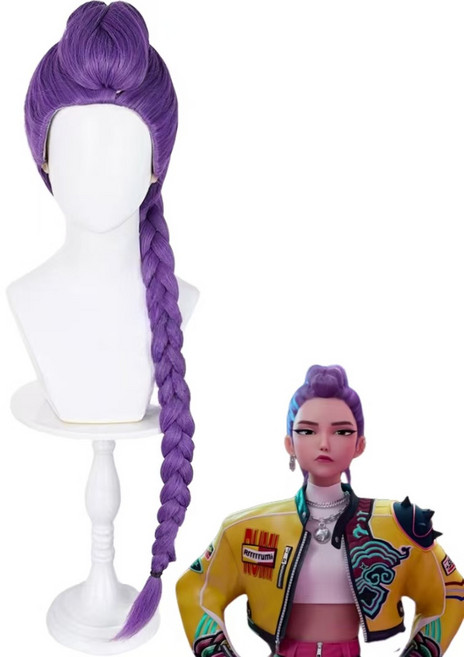 루미 가발 코스프레 케데헌 굿즈 시뮬레이션 헌트릭스 여아선물 파티 코스 프레 데몬헌터스, 1개, 케이팝