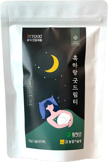 좋은바디연구소 국내산 농협 흑하랑 상추 굿드림티 유기농 상추차 카페인없는차 잠잘오는차 15T, 1.5g, 15개입, 1개