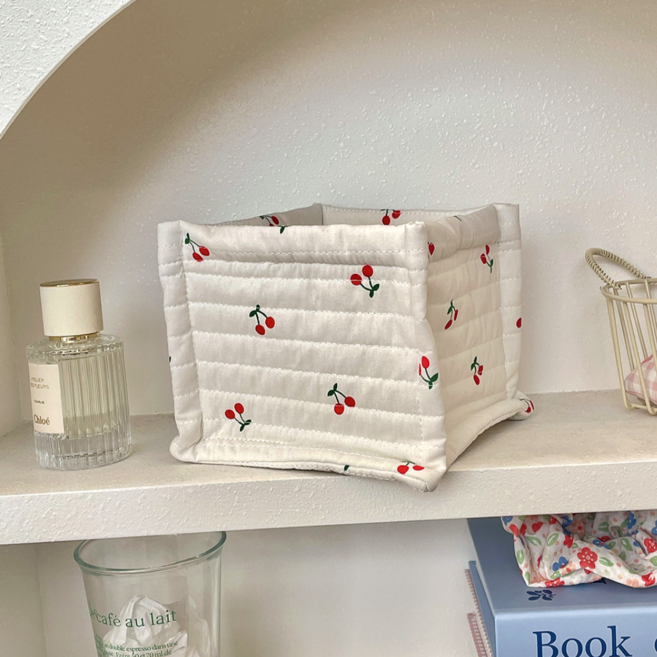 엘리무아 소프트 퀼팅 정리함/수납바구니, 체리, 1개