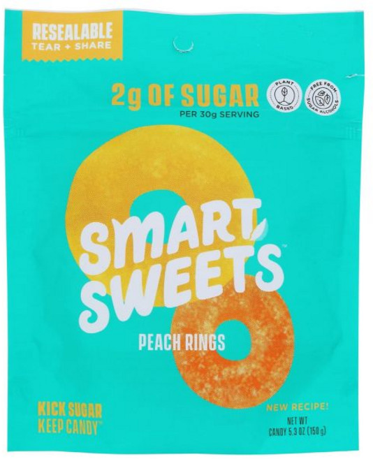 SmartSweets 과일 후루츠 스마트 스위트 피치 링스 5.3 온스, 1개, 150g