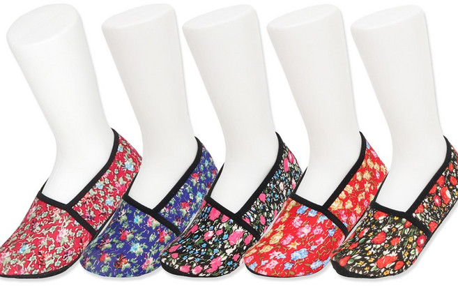 여성용 요술버선 잔꽃패턴 덧신 5켤레