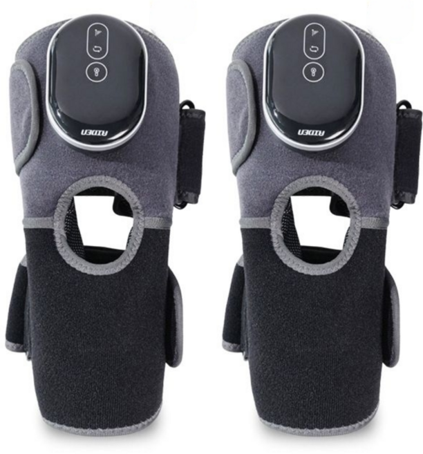 아이든 무릎 마사지기 PRO 공기압 온열 무선 찜질 배트민턴 통증 안마기 팔꿈치, 그레이+블랙, 2개(세트)