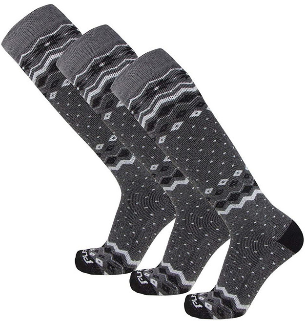 Pure Athlete 스키 양말 여성용 울 웜 - 남성용 가장 따뜻한 스노우보드 추운 날씨용 팩 3쌍 그레이/핫핑크 라지 [호환], 3쌍 - 그레이/블랙