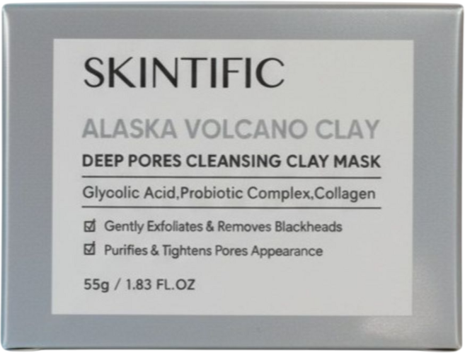 SKINTIFIC 阿拉斯加火山泥深層清潔面膜 溫和去角質 收縮毛孔 有效去除污垢和多餘油脂 讓肌膚清爽透氣, 1個, 1個裝