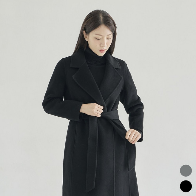 여성 겨울 롱코트 울100% 여자 겨울 코트 핸드메이드 [엘로]