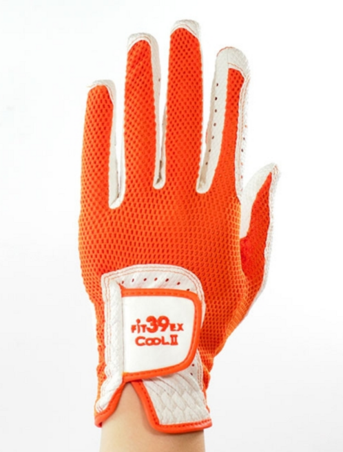 FIT39 New Cool 2(여름용) 골프장갑, 왼손 착용, 오렌지 + 화이트, 1개