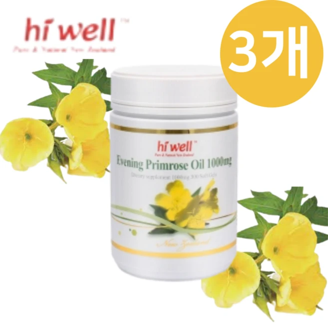 태파스토어 하이웰 프리미엄 달맞이꽃오일1000mg 300캡슐 감마리놀렌산 이브닝프림로즈오일, 300정, 3개 - 쿠팡