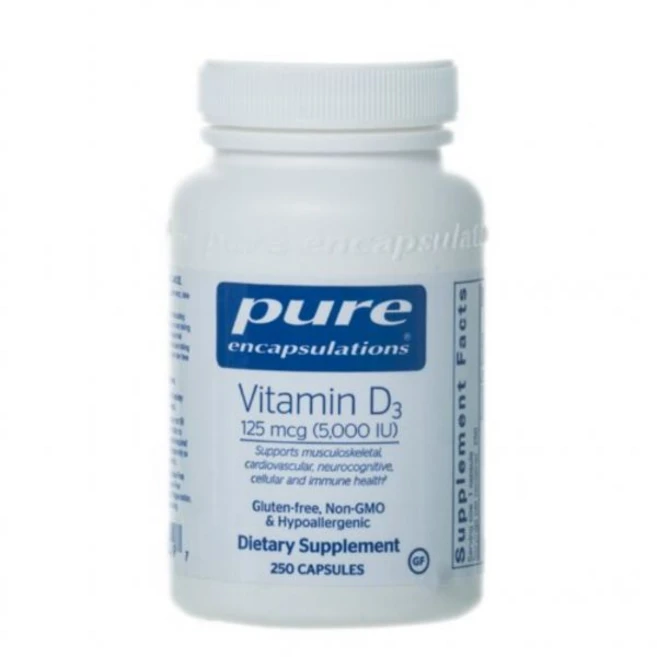 Pure Encapsulations 퓨어인캡슐레이션스 비타민 D3 125mcg 5000IU 250 캡슐 영양제, 1개 - 쿠팡