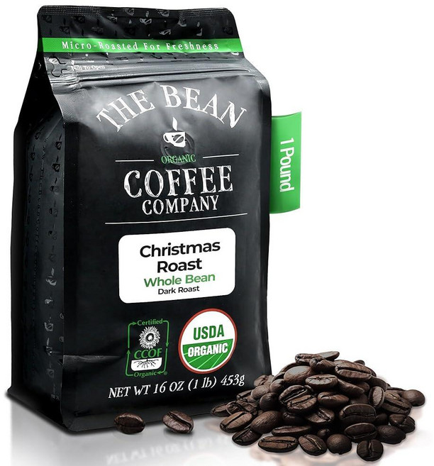The Bean Coffee Company Il Chicco전통 이탈리아 로스트 다크 원두 커피 473.2ml16온스 백 230146, 16 Ounce (Pack of 1), Christmas Roast, Dark Roast