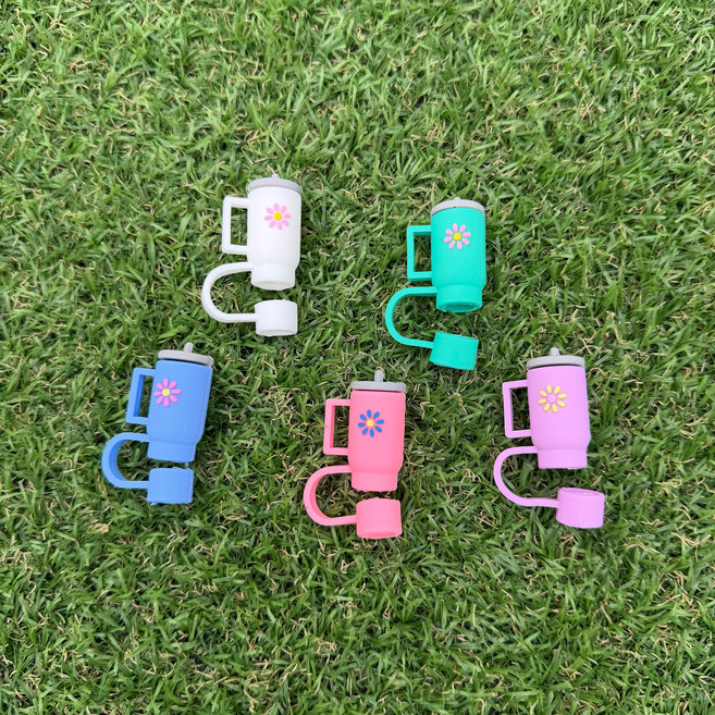 스탠리 물통 텀블러 빨대 헬로키티 쿠로미 마이맬로디 시나몬롤 마개 커버 뚜껑 텀블러 꾸미기 텀꾸 악세서리 보호 캡 스토퍼, 2개, 블루 텀블러