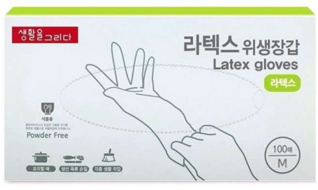 생활을그리다 라텍스 위생장갑 M, 중(M), 3개