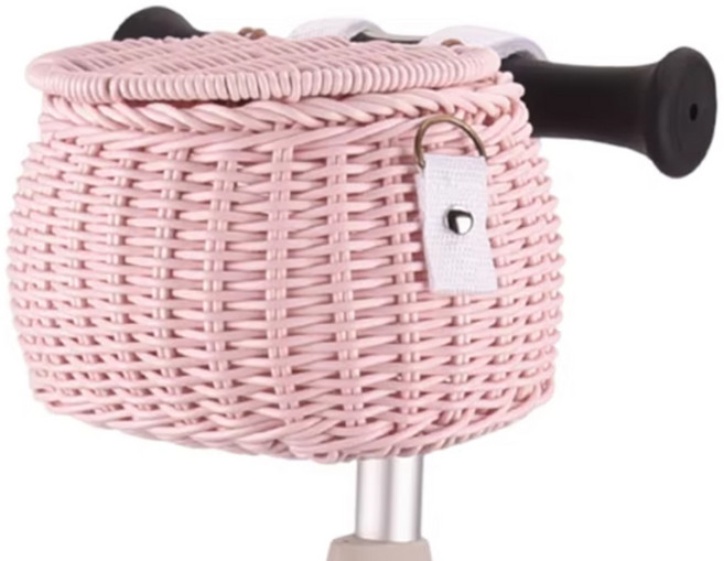 발통마켓 자전거 라탄 바구니 킥보드 핸들 가방, 1개, 연핑크