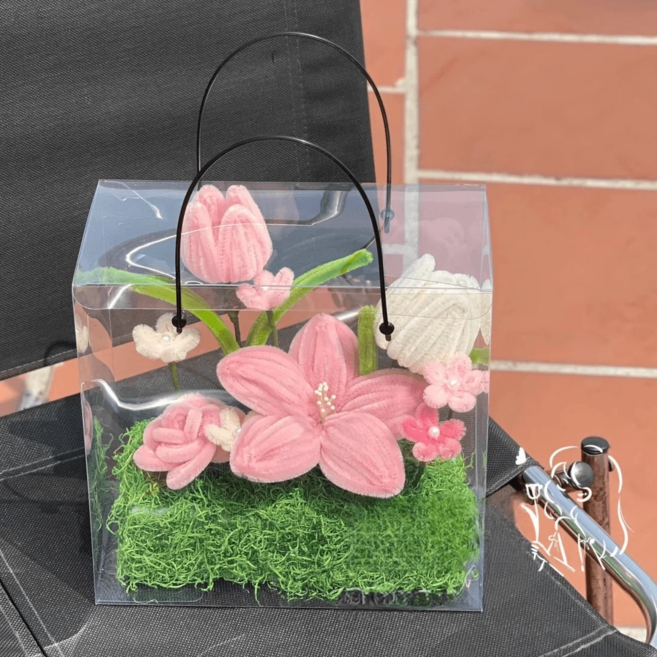 母親節鬱金香花束手提禮物盒 DIY材料包, C款鬱金香花盒材料包, 1個