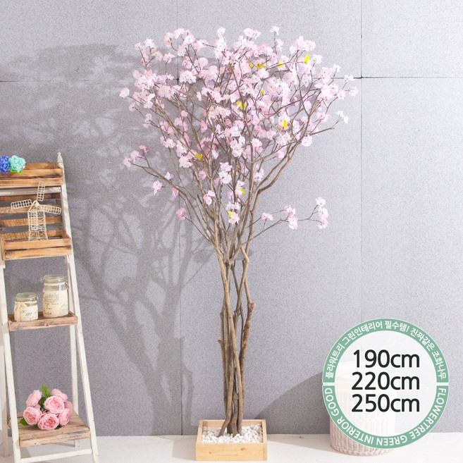 실내 매장 인테리어 인조 조화나무 123종 / 플트 인조나무 C, C12.라인-벚꽃나무 190cmK-핑크/코너형, 1개