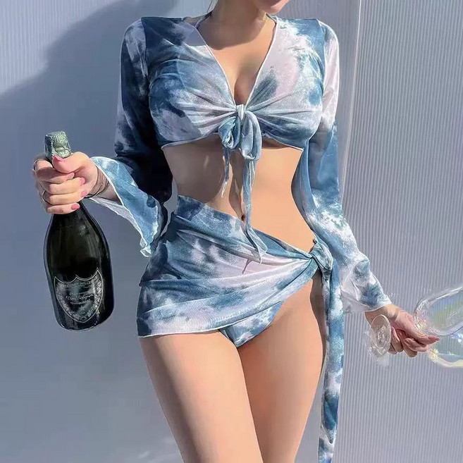 이라 비키니 4종세트 여성수영복, XL, 블루