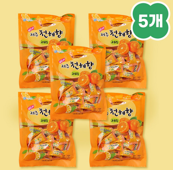 [5개묶음] 제주 천혜향 제리 감귤 젤리 제주기념품 아이간식 특산품, 1세트, 1.5kg