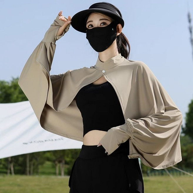 防曬披肩 冰絲防曬長袖披肩 夏季騎車開車防曬罩 騎行防曬服
