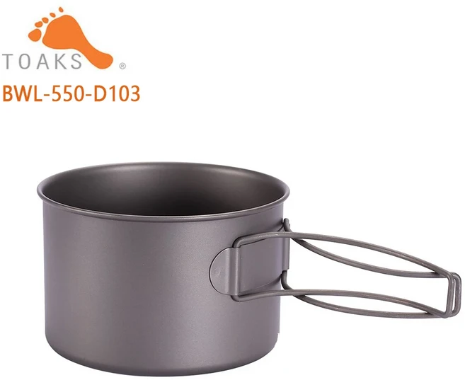 CBay Toaks티타늄 캠핑 포트 및 컵 (375ml 450ml 550ml 650ml 700ml 750ml 800ml 900ml 1100ml) 야외 캠핑 용품, BWL-550-D103, 1개