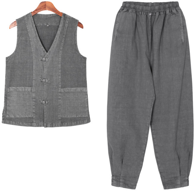 [아리랑의 봄] 20수 남녀공용 핀턱 조끼 바지 한벌