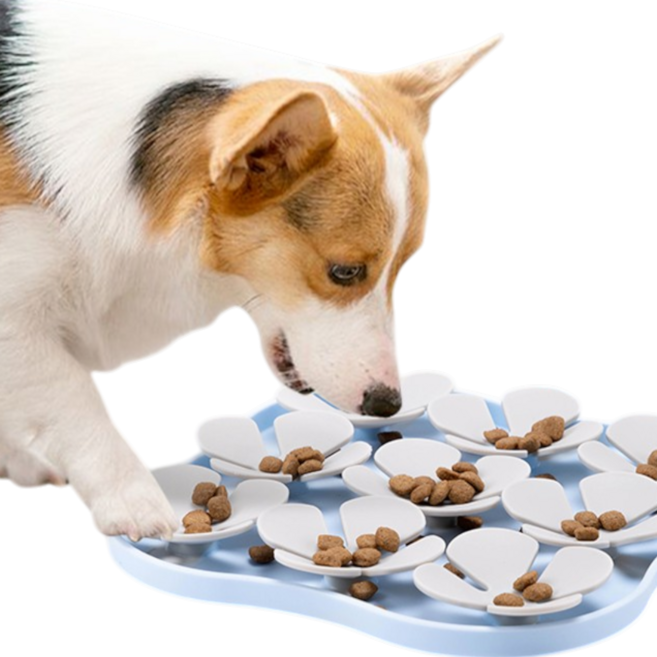 89마트 강아지 고양이 슬로우 급식기 노즈워크 핥기매트 실리콘 식기, 1개, 블루
